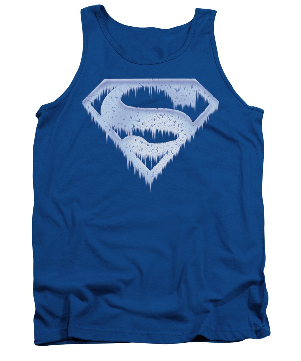 Superman Tank Top featuring the digital art Superman - Ice And Snow Shield by Brand A