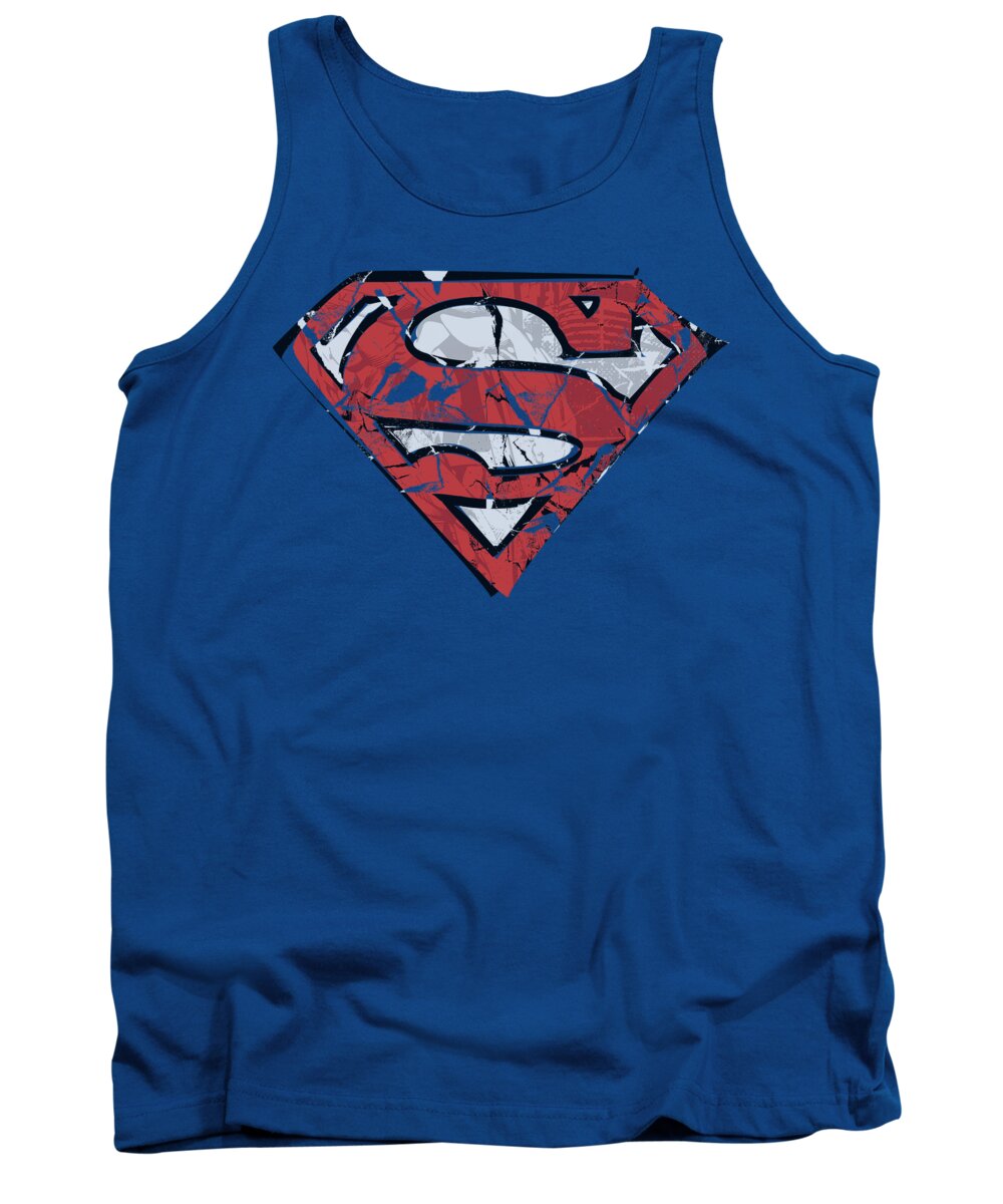 Superman Tank Top featuring the digital art Superman - Ripped And Shredded by Brand A