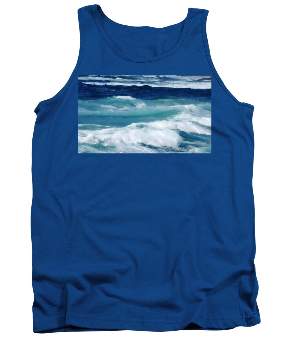 Ocean Tank Top featuring the photograph Swirling Blues by Donna Blackhall