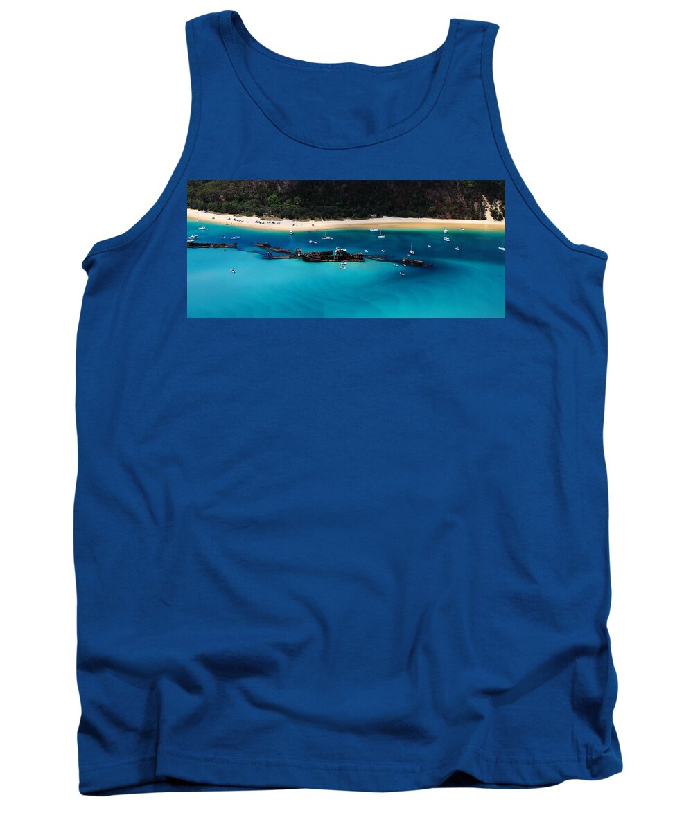 Tangalooma Tank Top featuring the photograph Tangalooma wrecks by Howard Ferrier