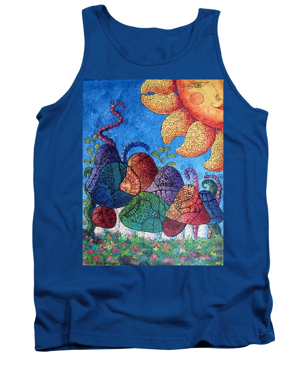 Abstract Tank Top featuring the painting Tangled mushrooms by Megan Walsh