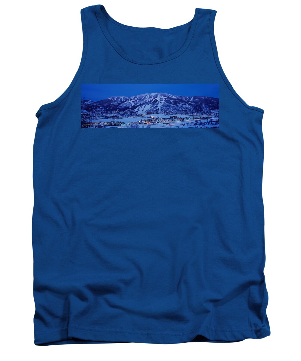 Photography Tank Top featuring the photograph Tourists At A Ski Resort, Mt Werner by Panoramic Images