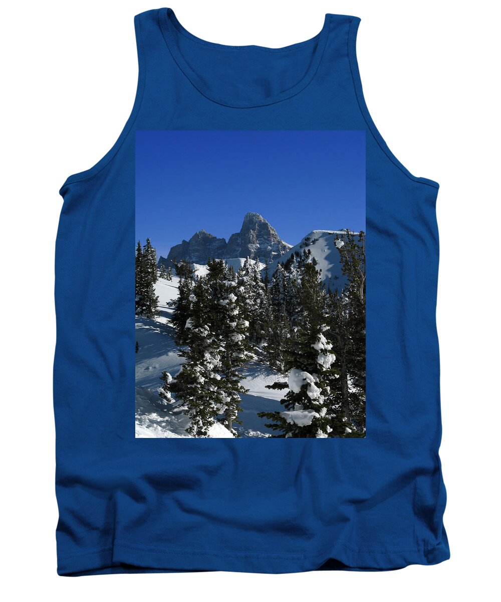 Grand Teton Tank Top featuring the photograph Towering Above Lies the Grand by Raymond Salani III