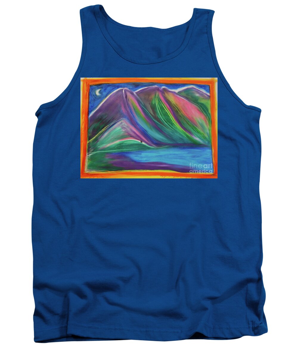 Landscape Tank Top featuring the painting Travelers Mountains by jrr by First Star Art
