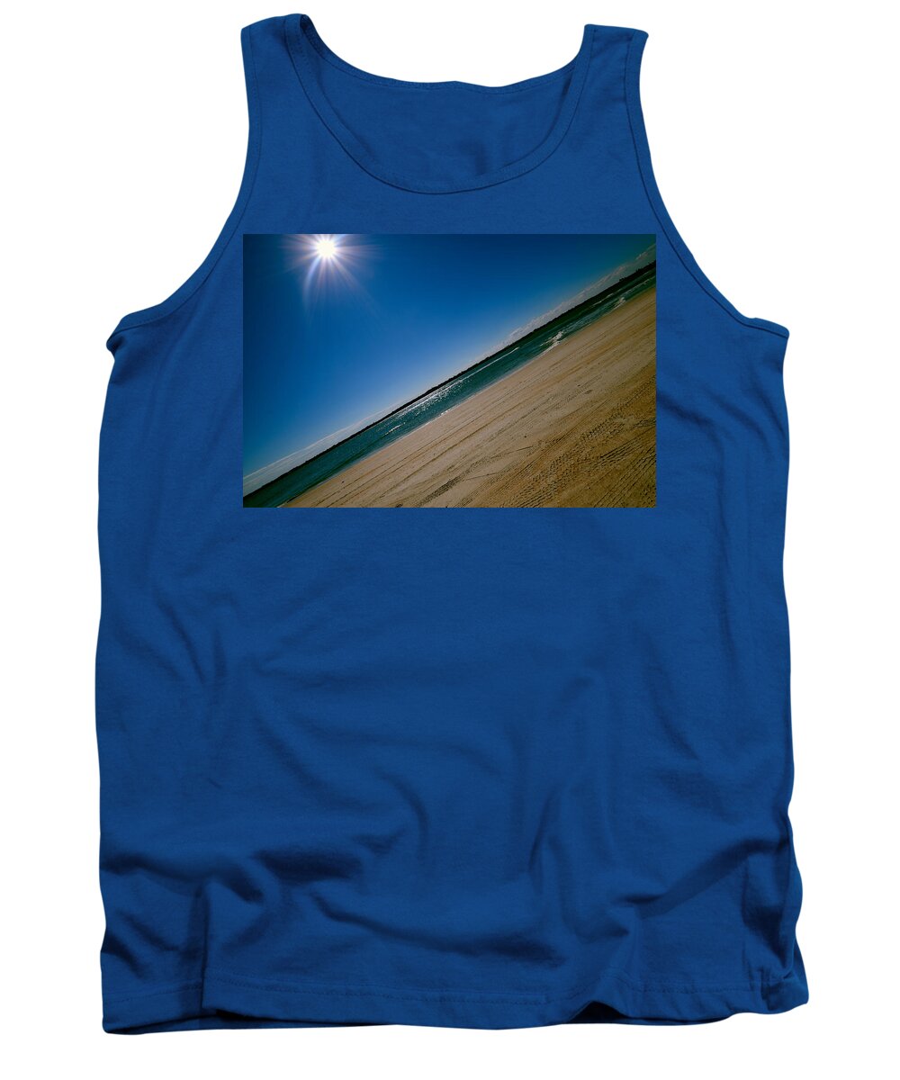 Beach Tank Top featuring the photograph Treads in the Sand by DigiArt Diaries by Vicky B Fuller