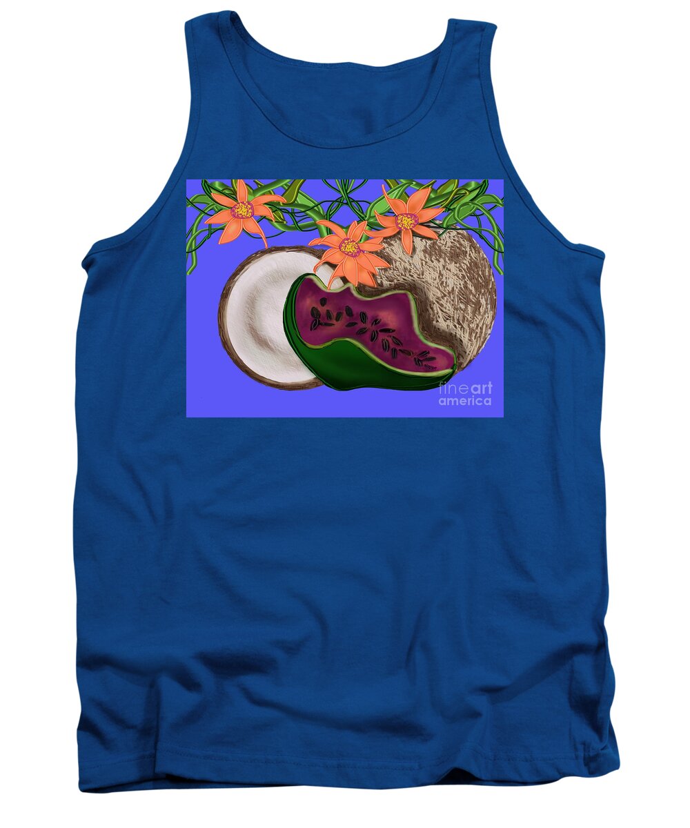 Coconut Tank Top featuring the digital art Tropical Fruit by Christine Fournier