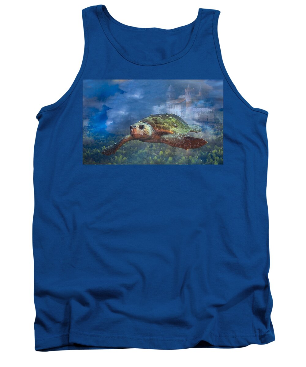 Clouds Tank Top featuring the photograph Turtle in Atlantis by Sandra Edwards