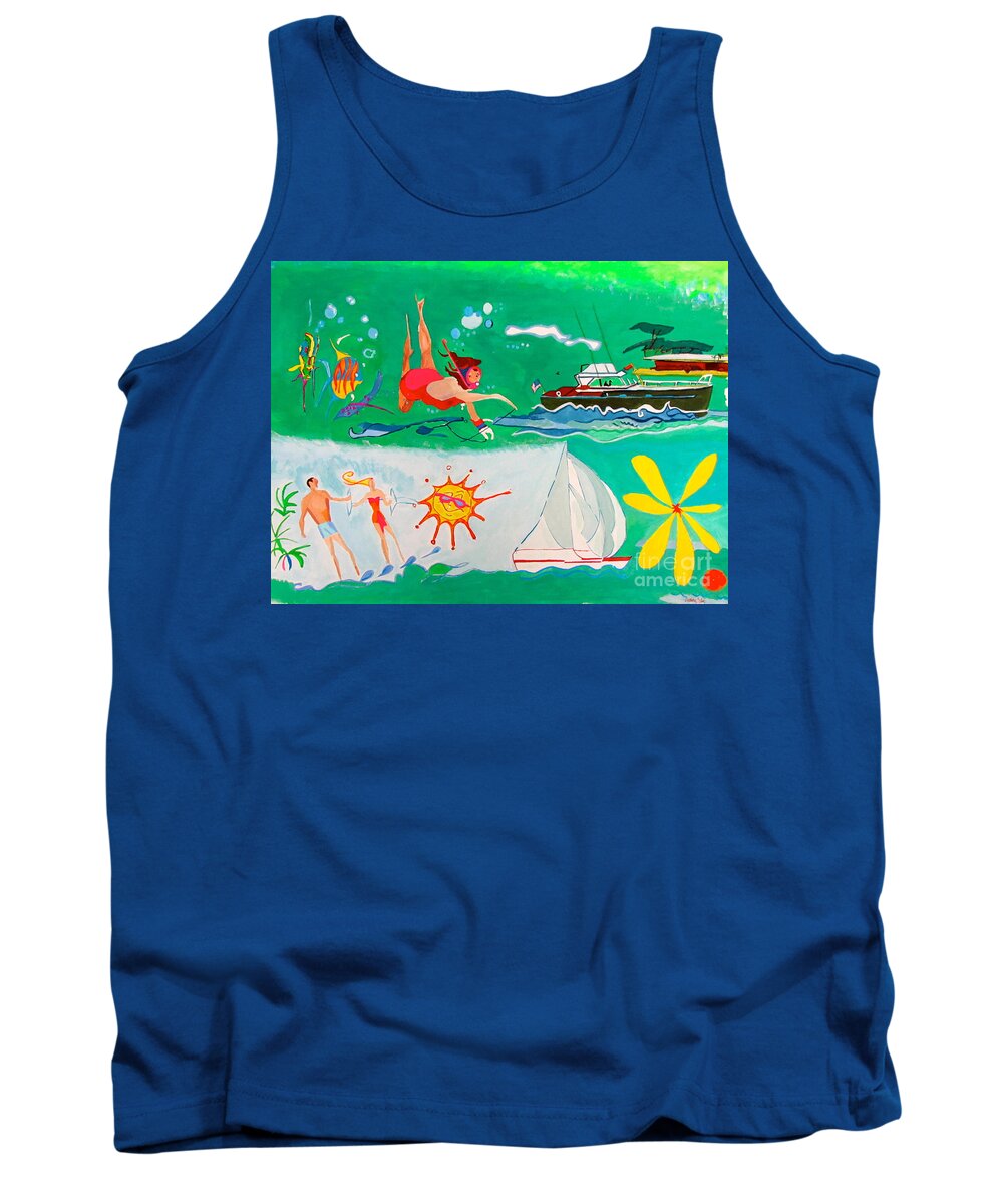 Vacation Tank Top featuring the painting Vacation All I Ever Wanted by Beth Saffer