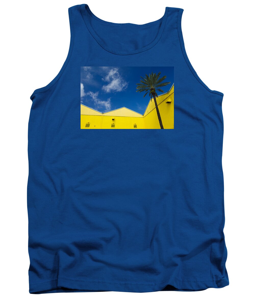 Palm Tree Tank Top featuring the photograph Yellow Warehouse by David Smith