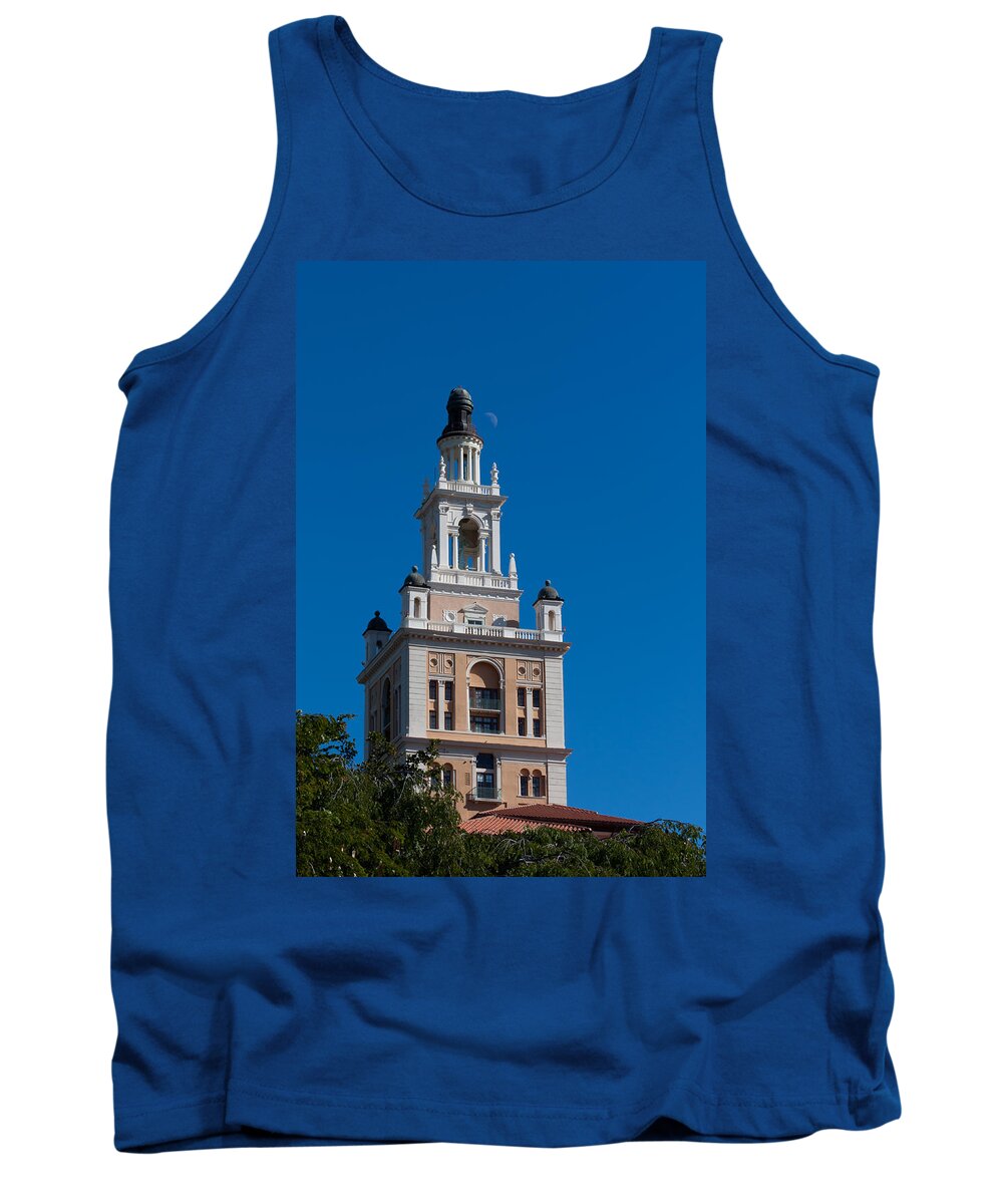 Biltmore Tank Top featuring the photograph Biltmore Hotel Tower and Moon by Ed Gleichman