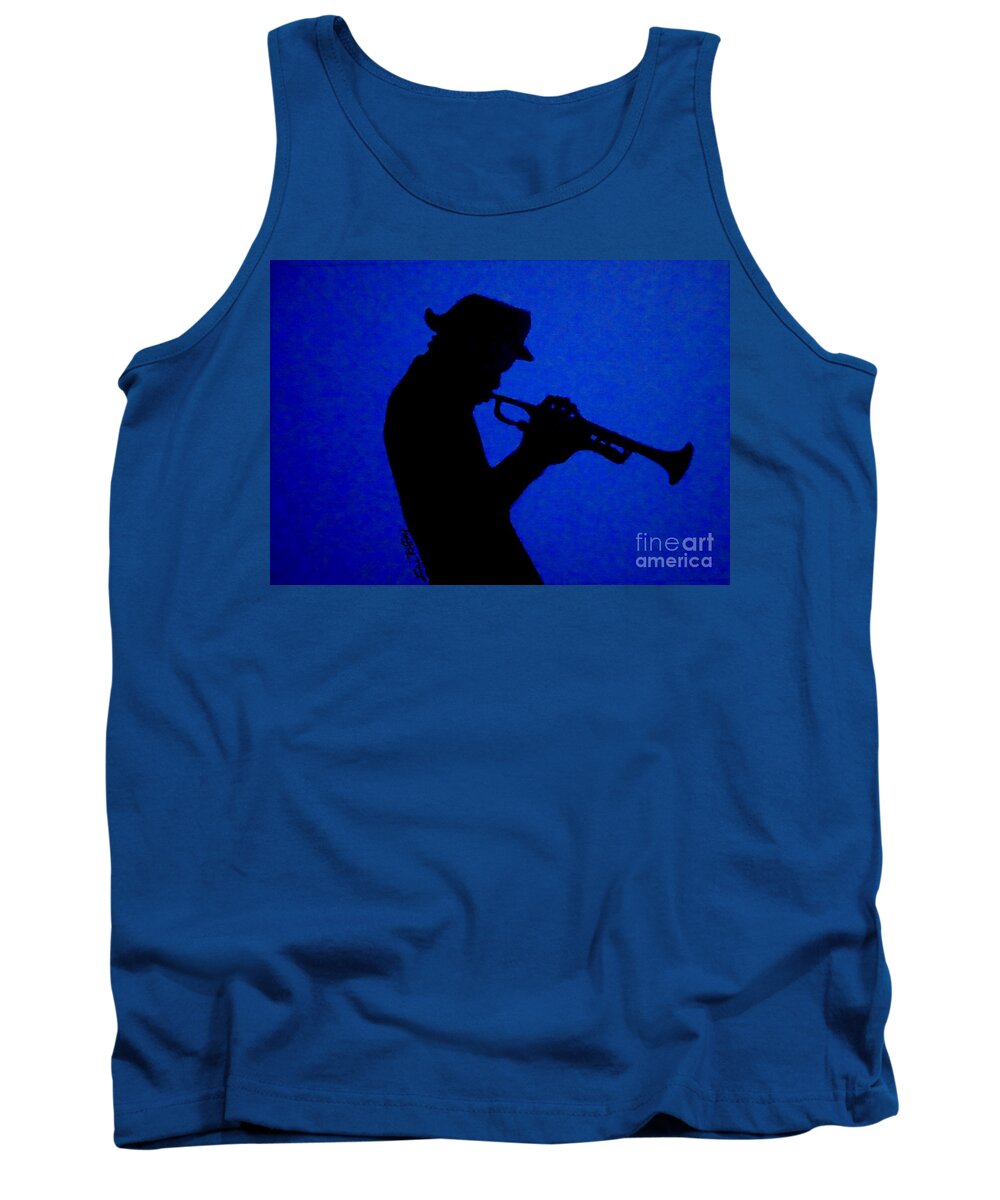 Blues Tank Top featuring the drawing Blues Man by Julie Brugh Riffey