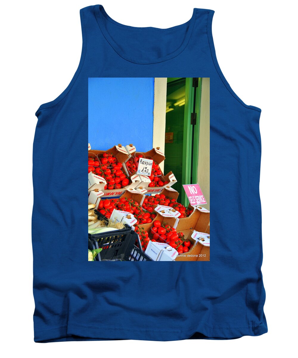 Red Tank Top featuring the photograph Burano Red Tomatoes by Cornelia DeDona