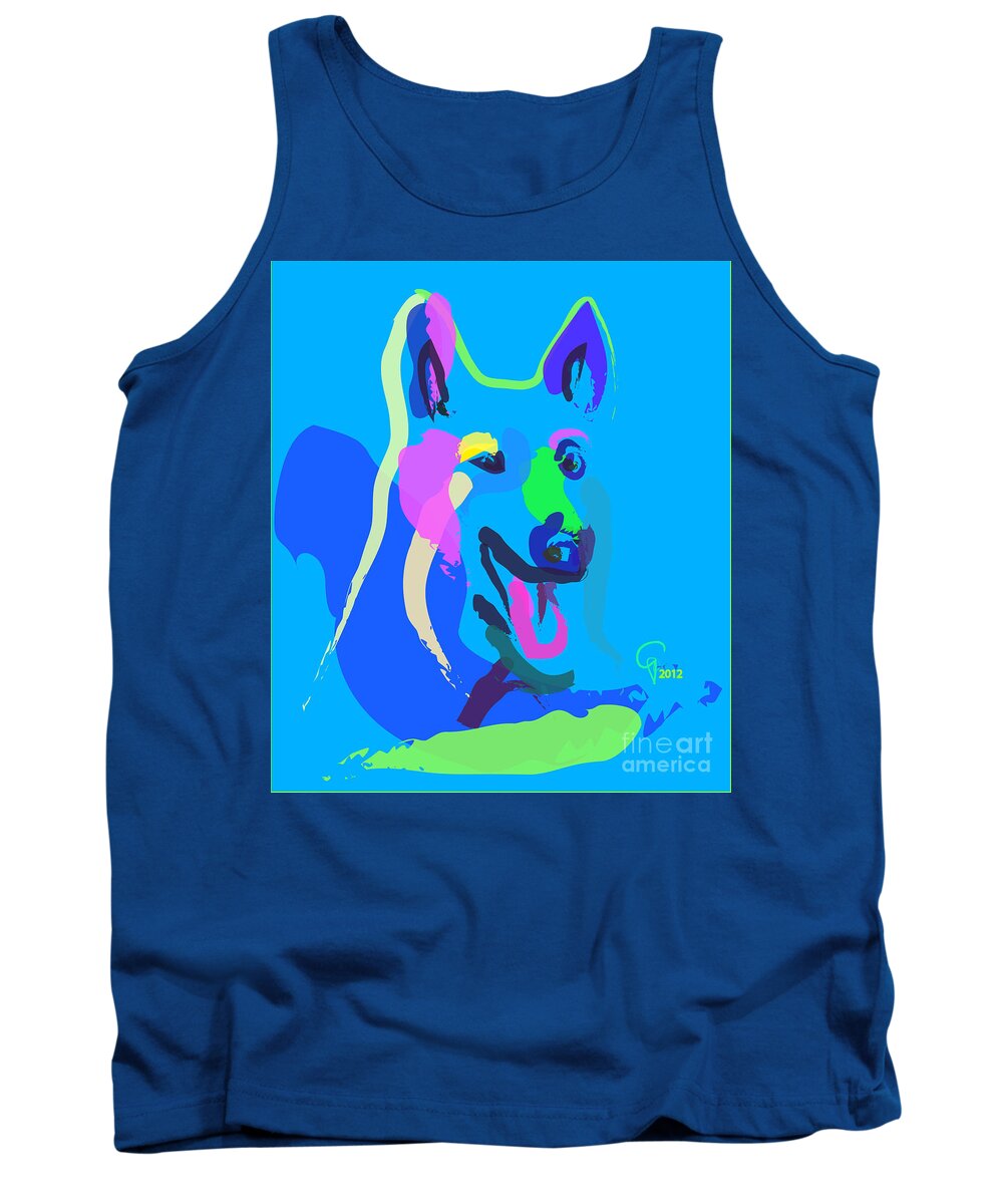 Pet Tank Top featuring the painting Dog - colour dog by Go Van Kampen