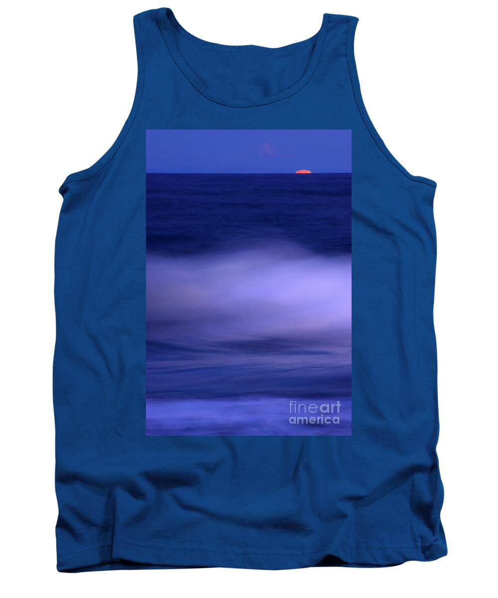 Sea Tank Top featuring the photograph The Red Moon And The Sea by Hannes Cmarits