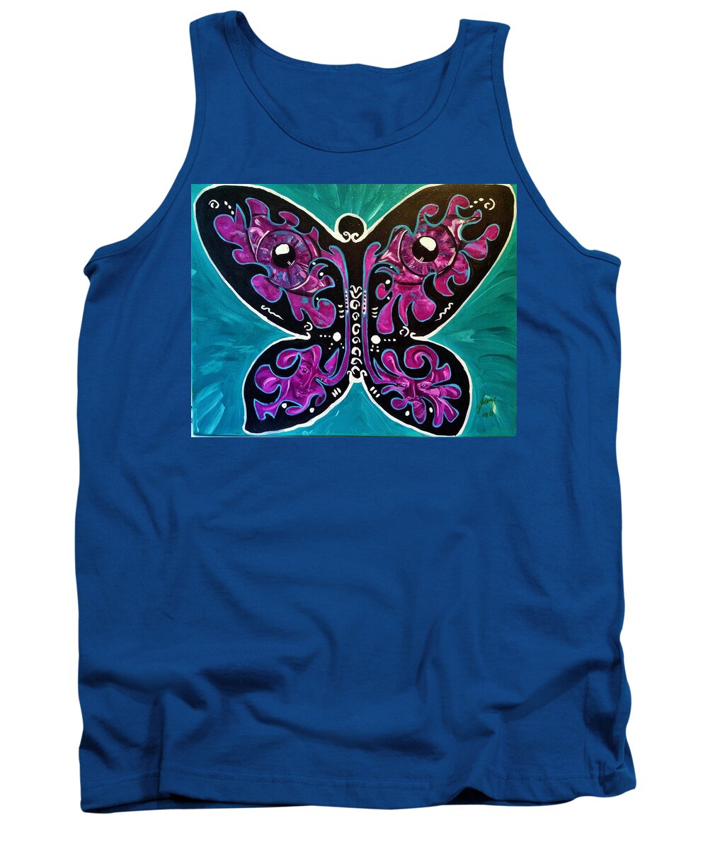 Butterfly Tank Top featuring the painting It's All Inside #1 by Tracy Mcdurmon