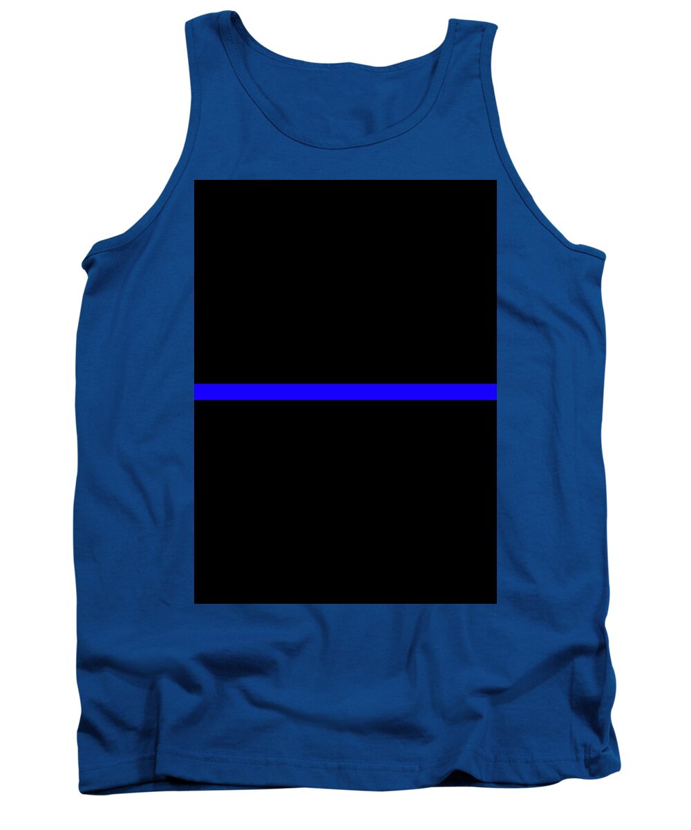 Thin Blue Line Tank Top featuring the digital art The Symbolic Thin Blue Line Law Enforcement Police #2 by Garaga Designs