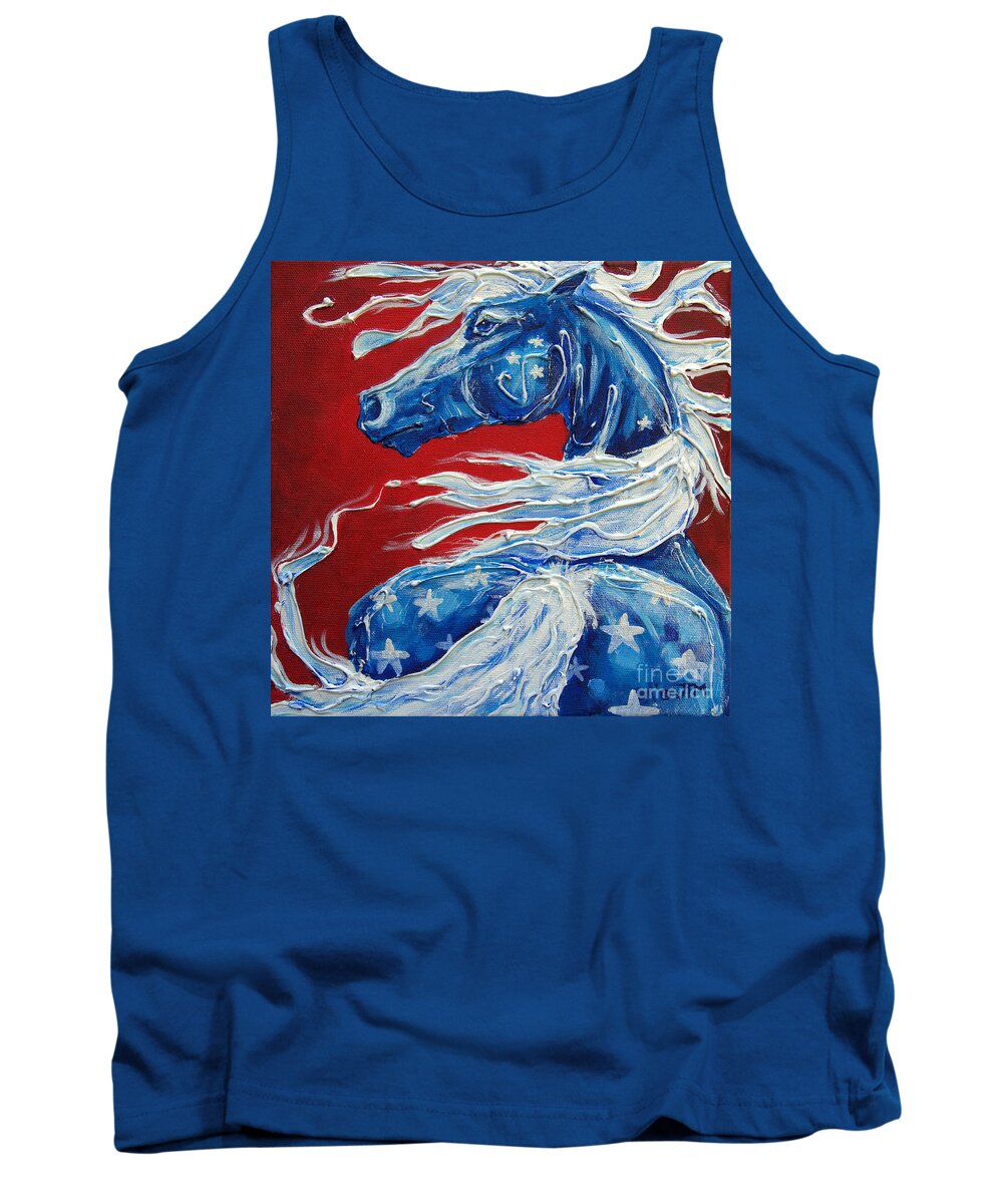Horse Tank Top featuring the painting #14 July 4th #14 by Jonelle T McCoy