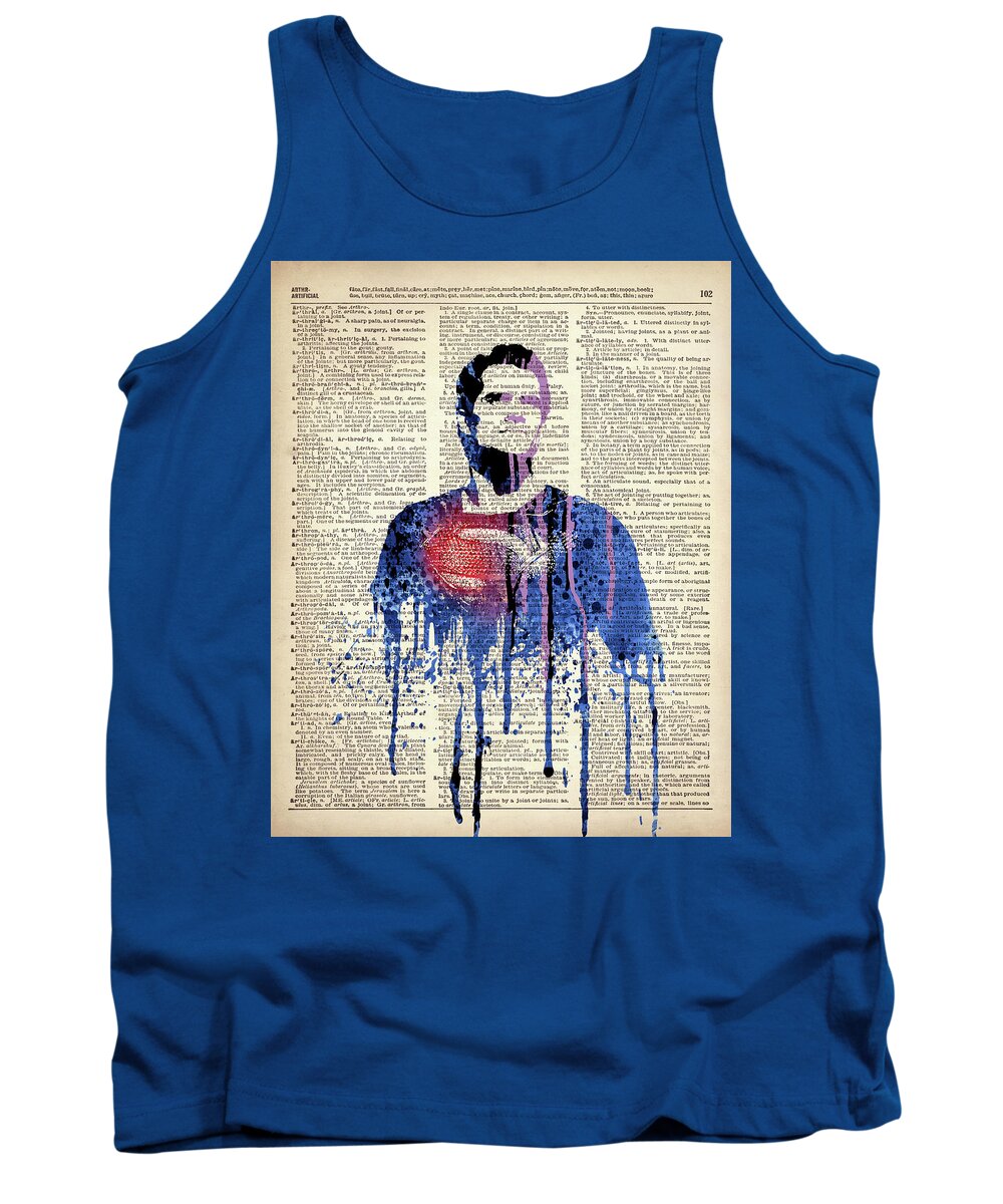 Superheroes Tank Top featuring the painting Superman #4 by Art Popop