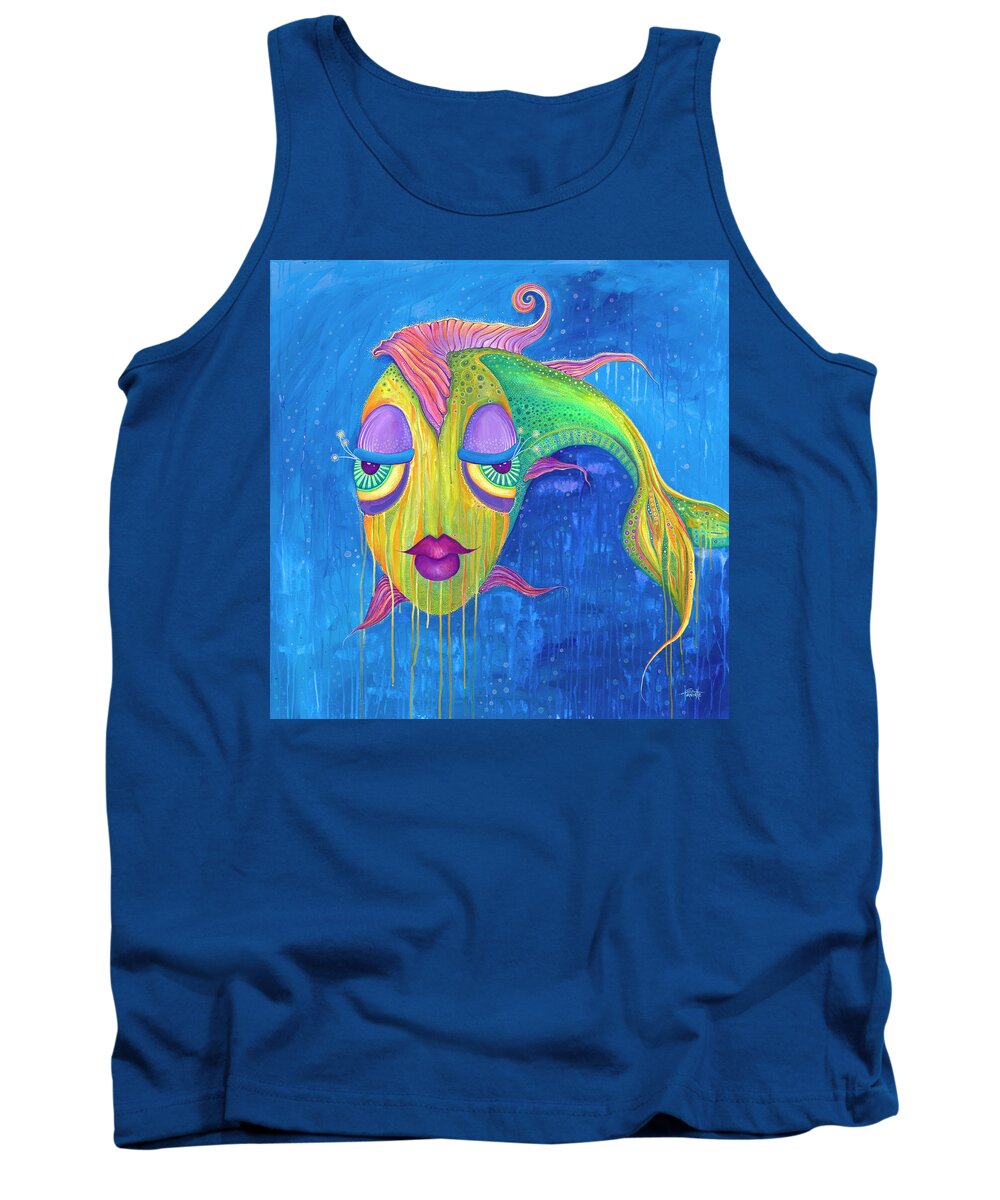 Fish Tank Top featuring the painting A Beautiful Shade of Broken by Tanielle Childers