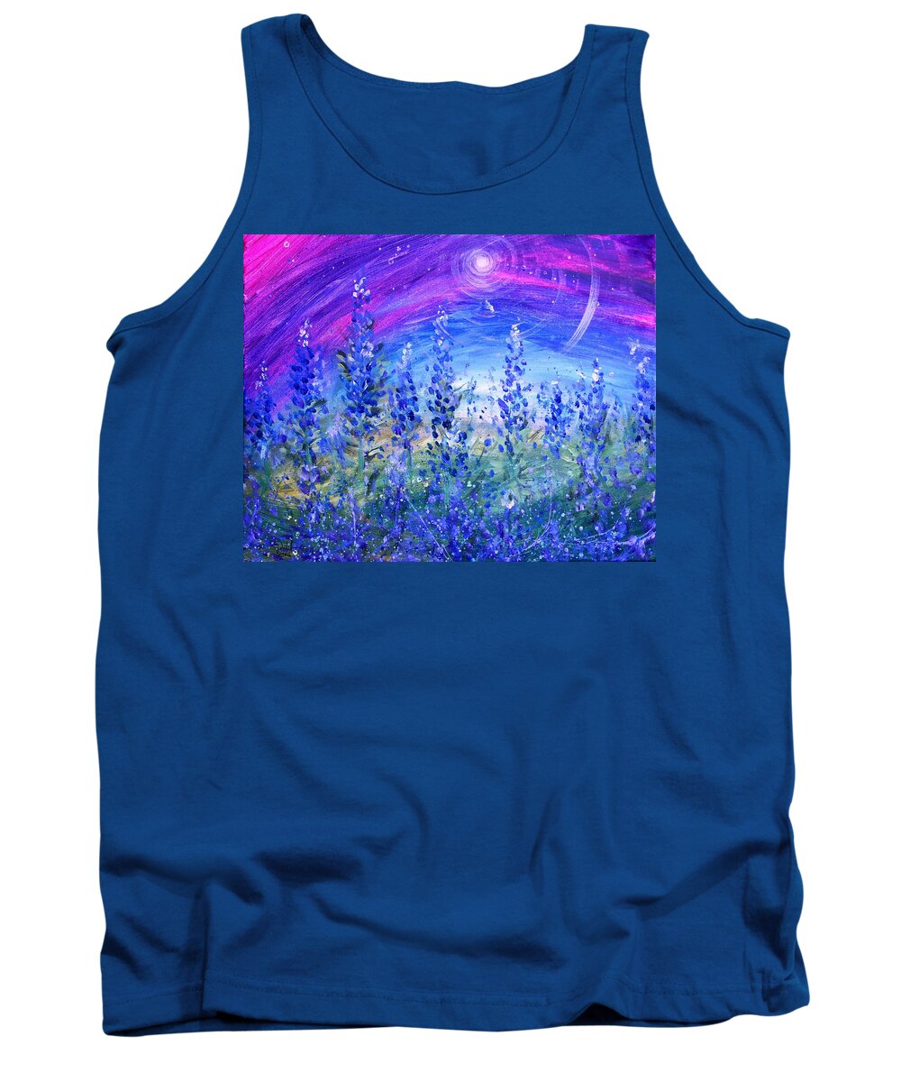 Bluebonnets Tank Top featuring the painting Abstract Bluebonnets by J Vincent Scarpace