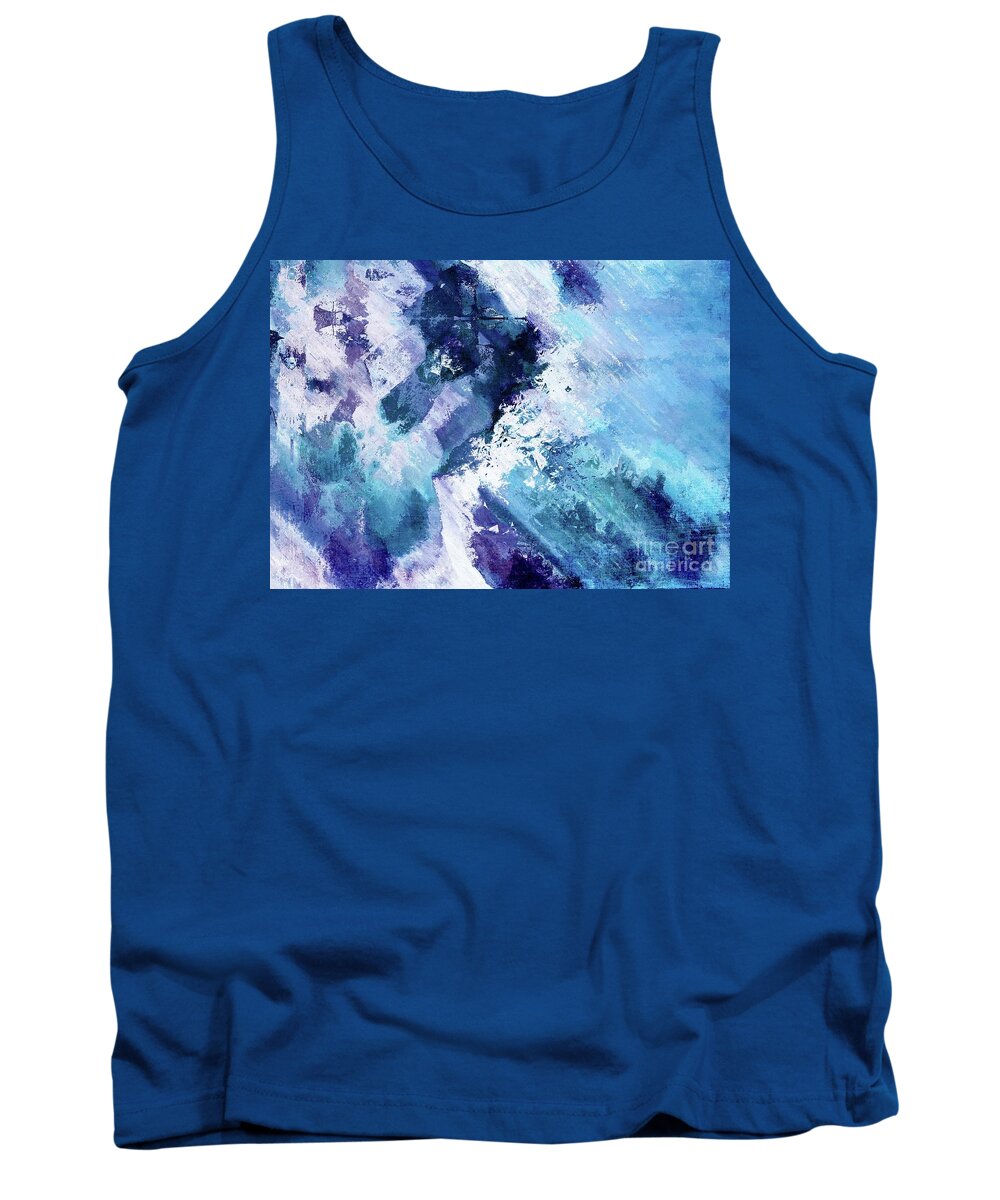 Blue Tank Top featuring the digital art Abstract Division - 72t02 by Variance Collections