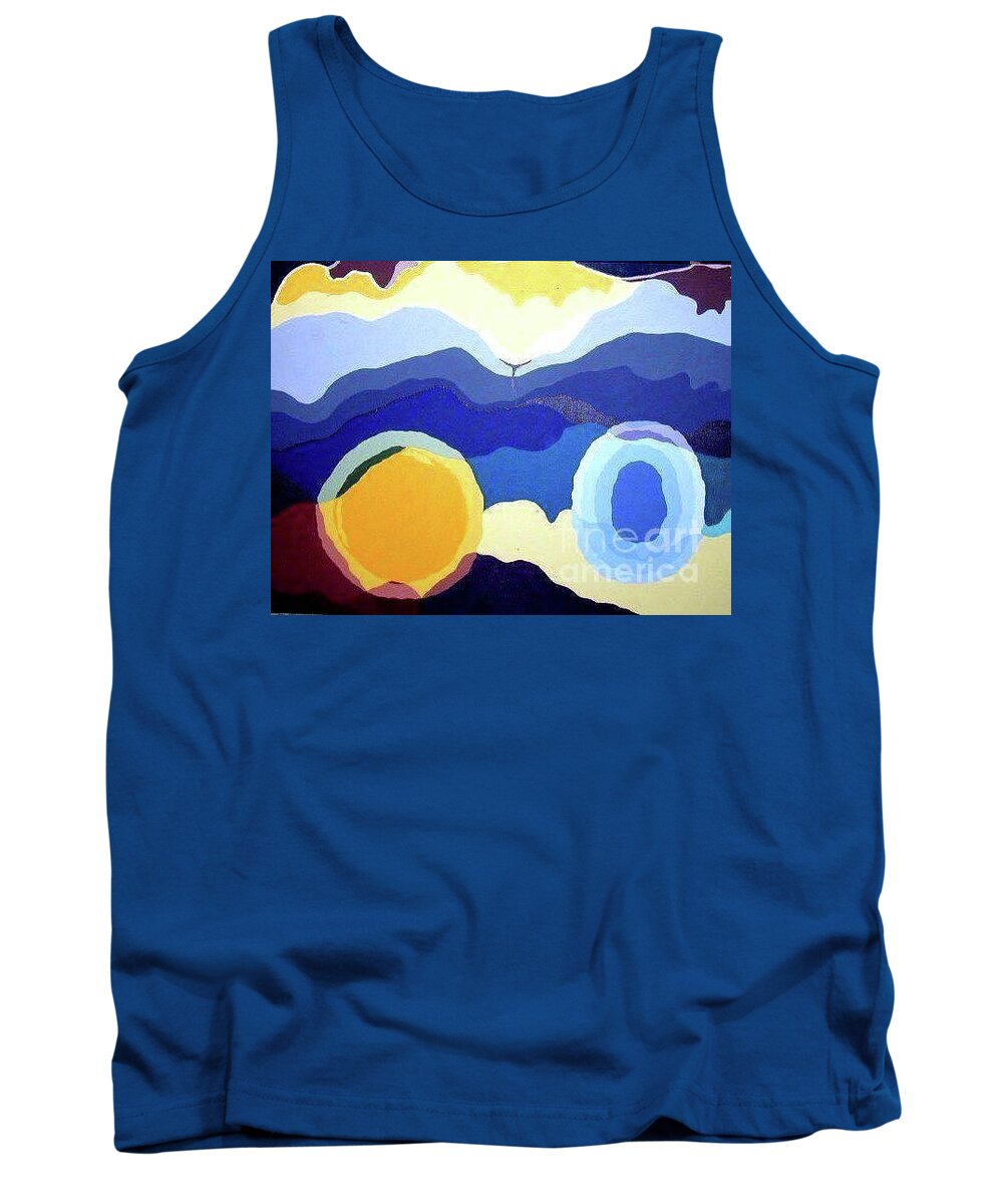 Blue Tank Top featuring the painting Amandas Abstract by Barbara Lemley