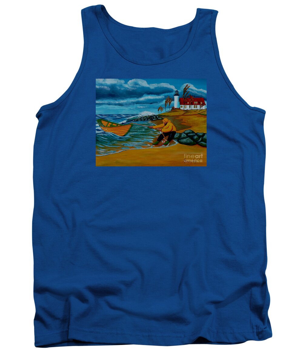 Beach Tank Top featuring the painting Ashore At Last by Anthony Dunphy