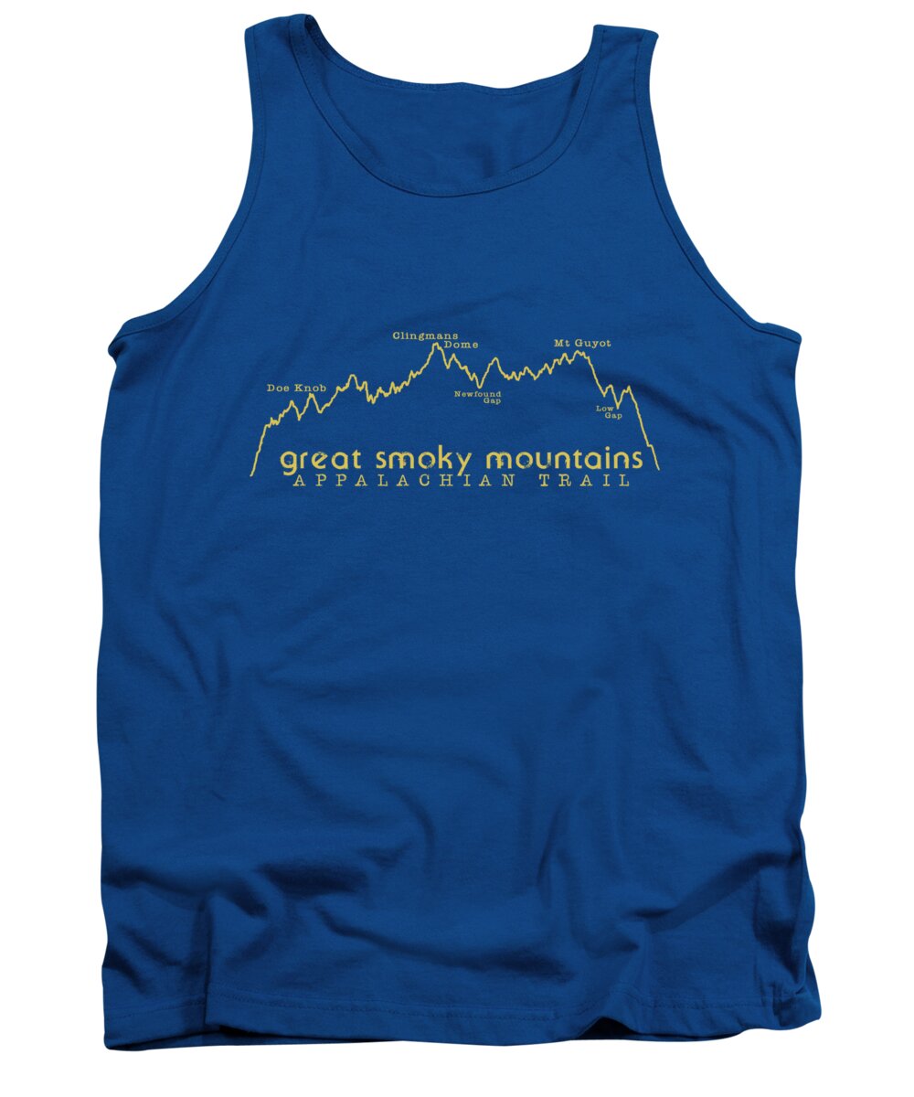 Appalachian Trail Tshirt Tank Top featuring the digital art AT Elevation Profile GSM Mustard by Heather Applegate