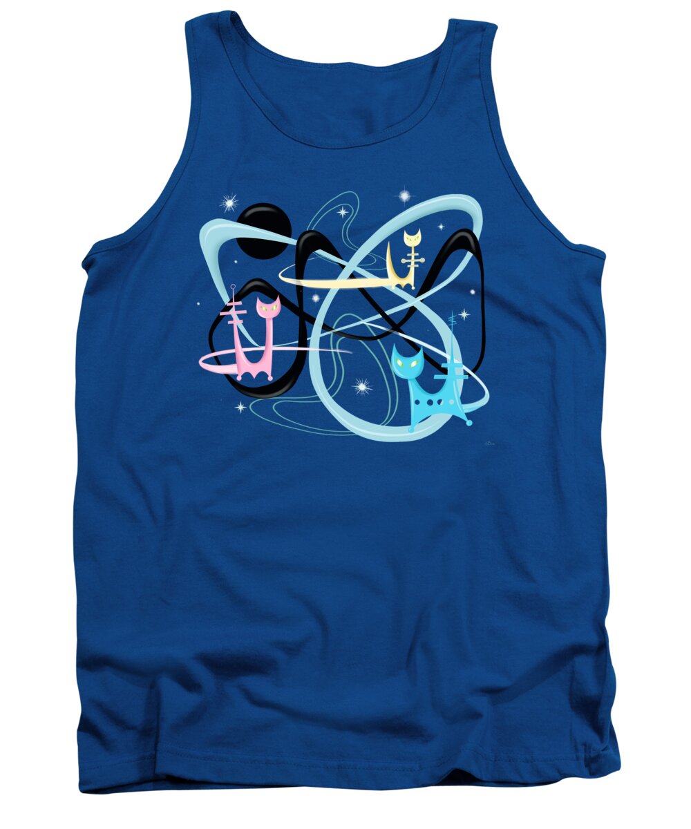 Paintin Tank Top featuring the painting Atomic Rocket Cats In Space by Little Bunny Sunshine