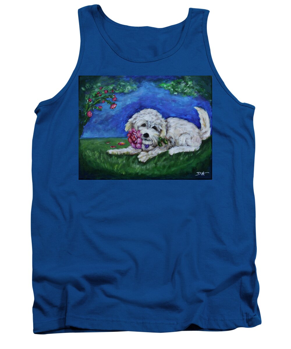 Bailey Tank Top featuring the painting Bailey by Diana Haronis