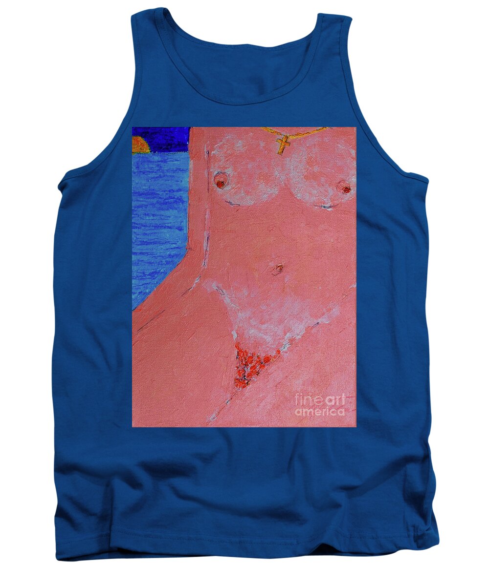 Figurative Tank Top featuring the painting Beach Girl by Art Mantia