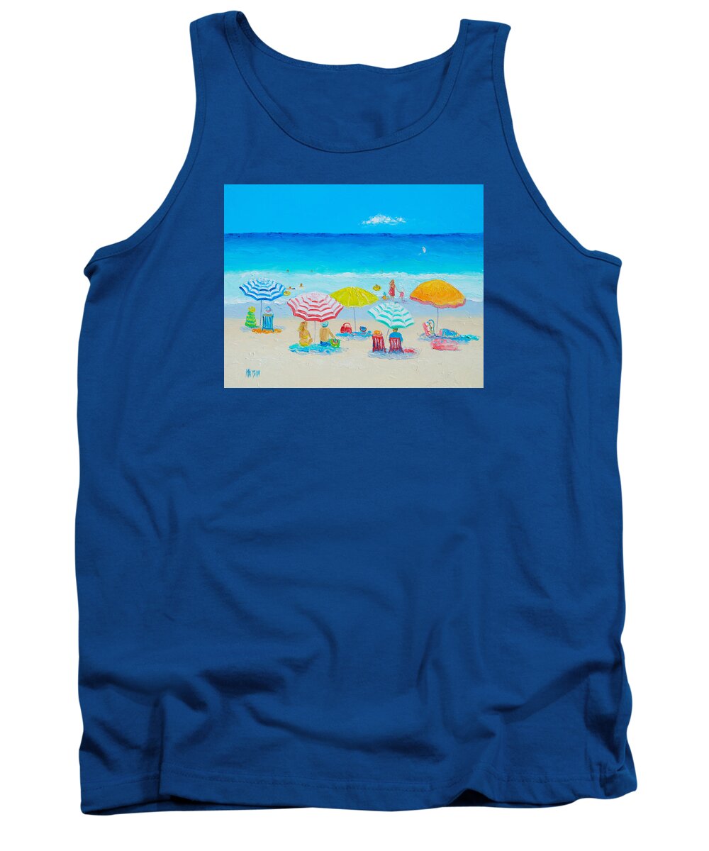 Beach Tank Top featuring the painting Beach Painting - Catching the breeze by Jan Matson