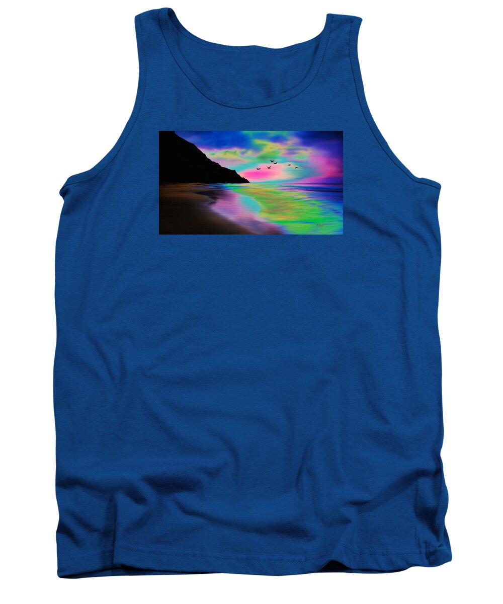 Water Tank Top featuring the digital art Beach Sunset by Gregory Murray