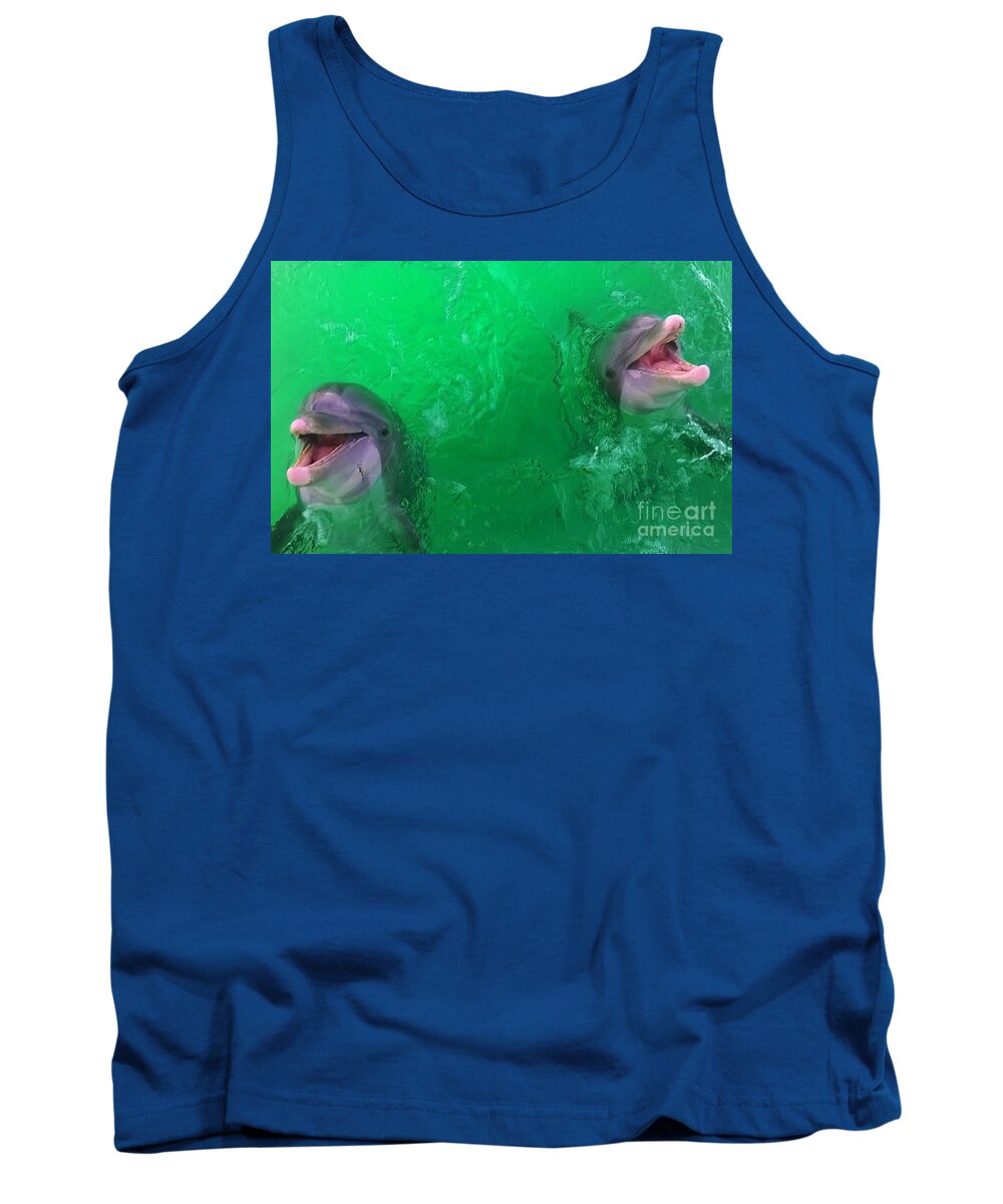 Dolphins Ocean Beach Tank Top featuring the photograph Big Fish in Green Water by James and Donna Daugherty