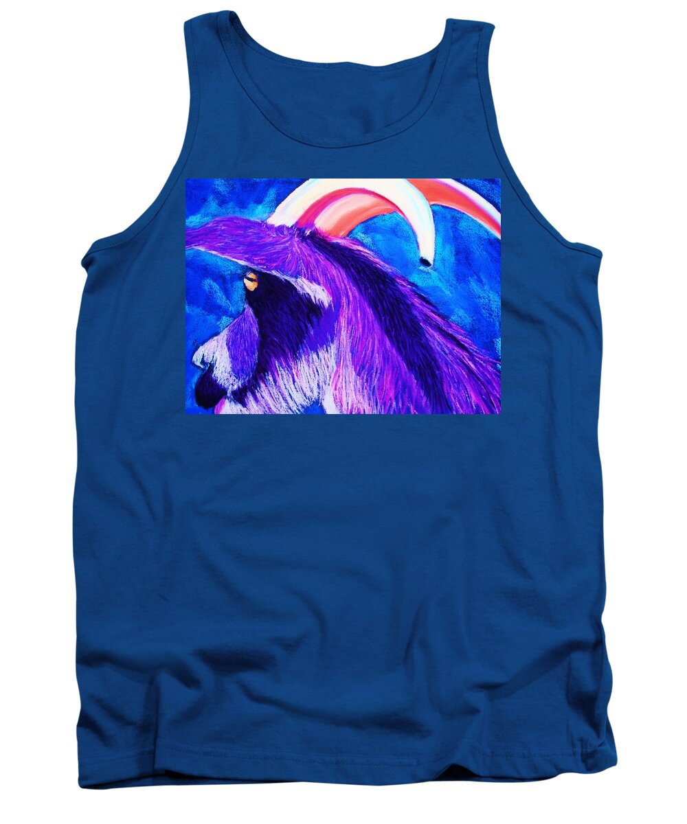Goat Tank Top featuring the pastel Billy the Kid by Melinda Etzold