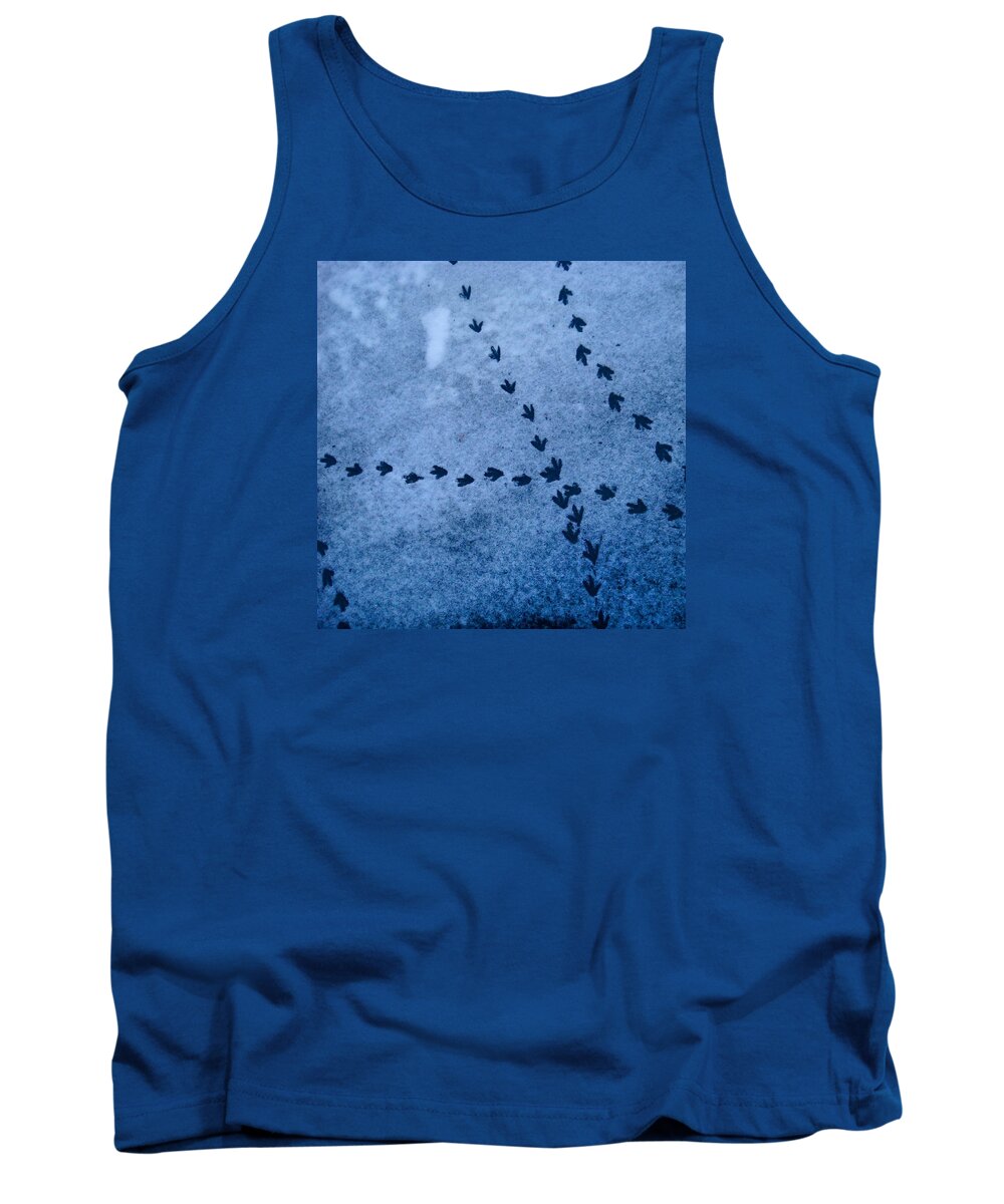 Blue Tank Top featuring the photograph Bird Tracks On Ice by S Giljan