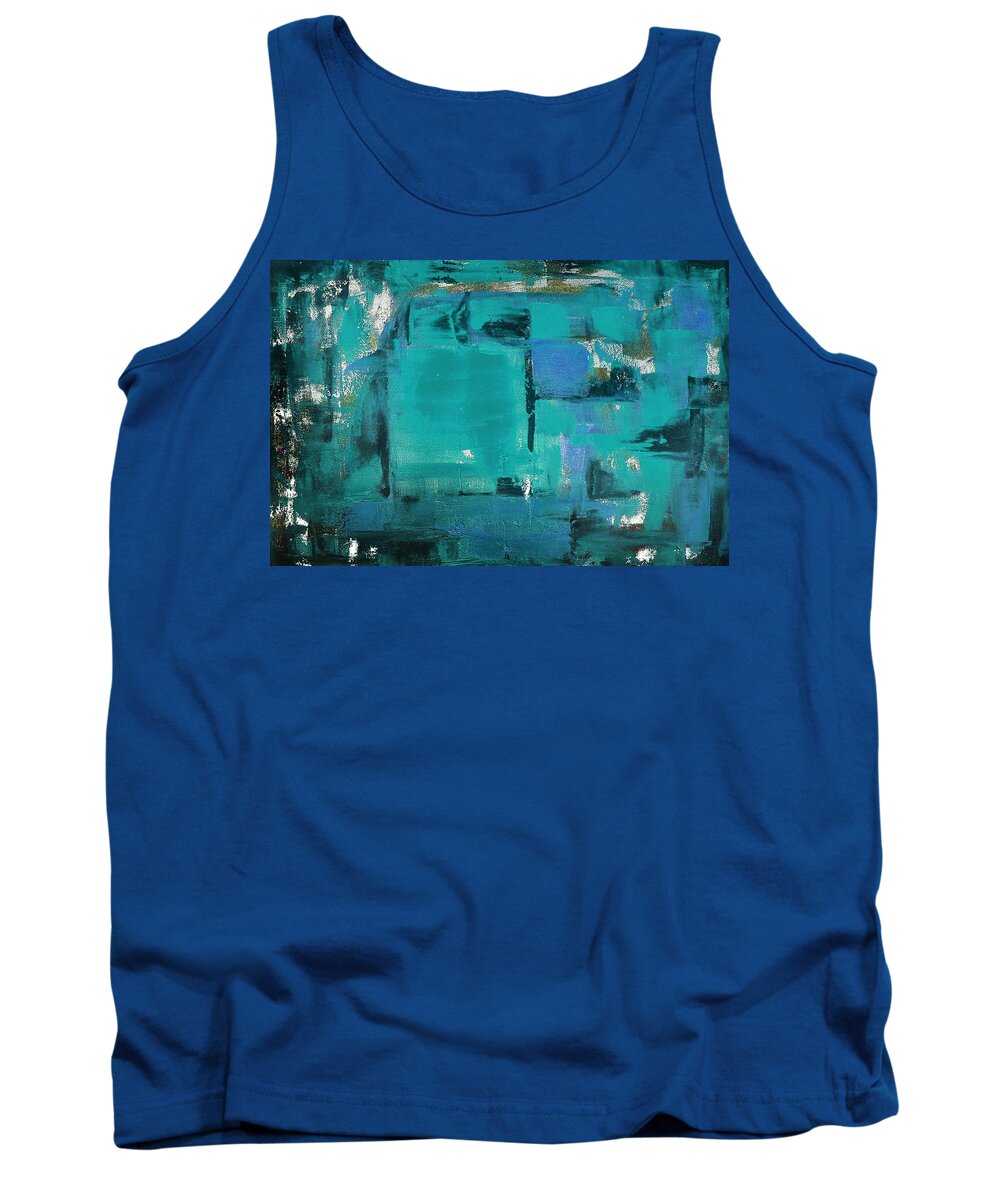 Abstract Tank Top featuring the painting Blue Abstract by Gina De Gorna
