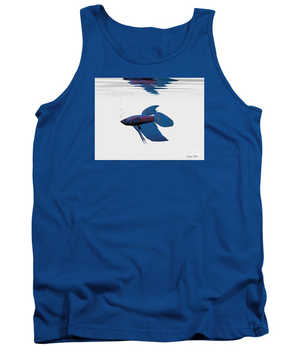 Blue Betta Tank Top featuring the painting Blue Betta by Corey Ford