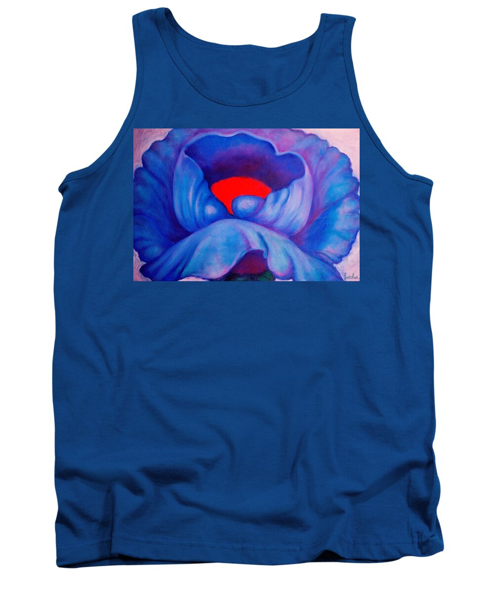 Blue Bloom Tank Top featuring the painting Blue Bloom by Jordana Sands