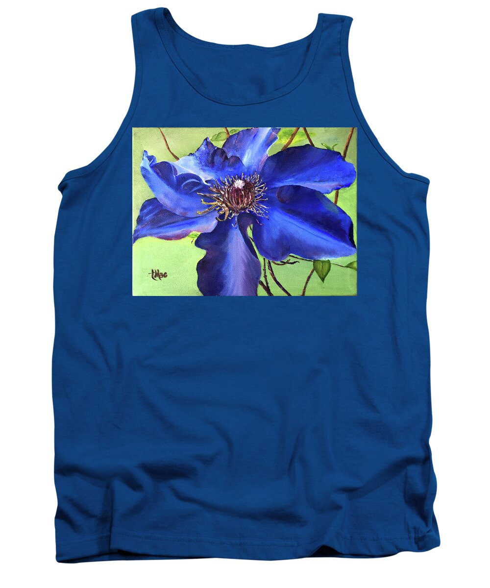 Floral Tank Top featuring the painting Blue Clematis by Terry R MacDonald