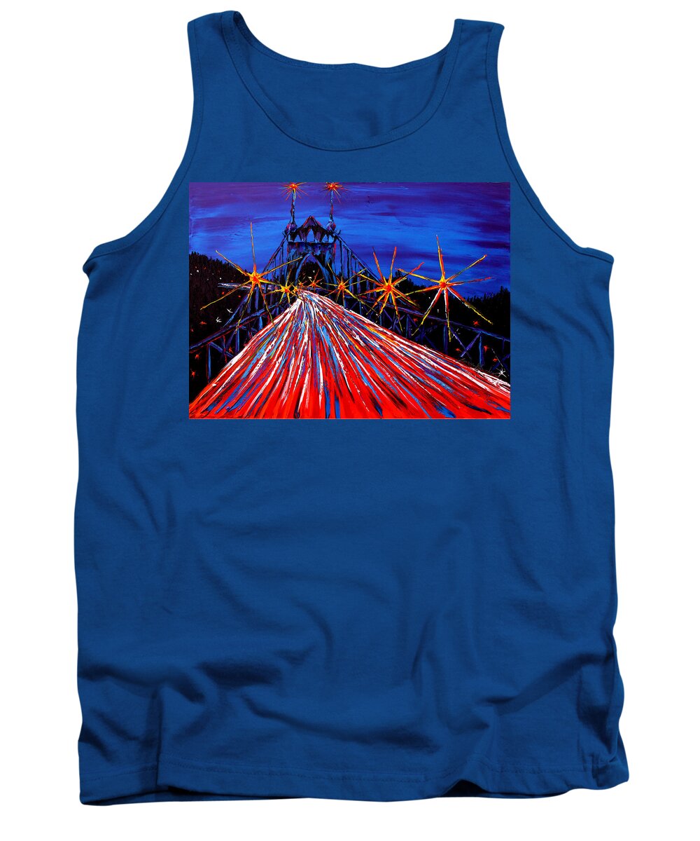  Tank Top featuring the painting Blue Night Of St. Johns Bridge #50 by James Dunbar