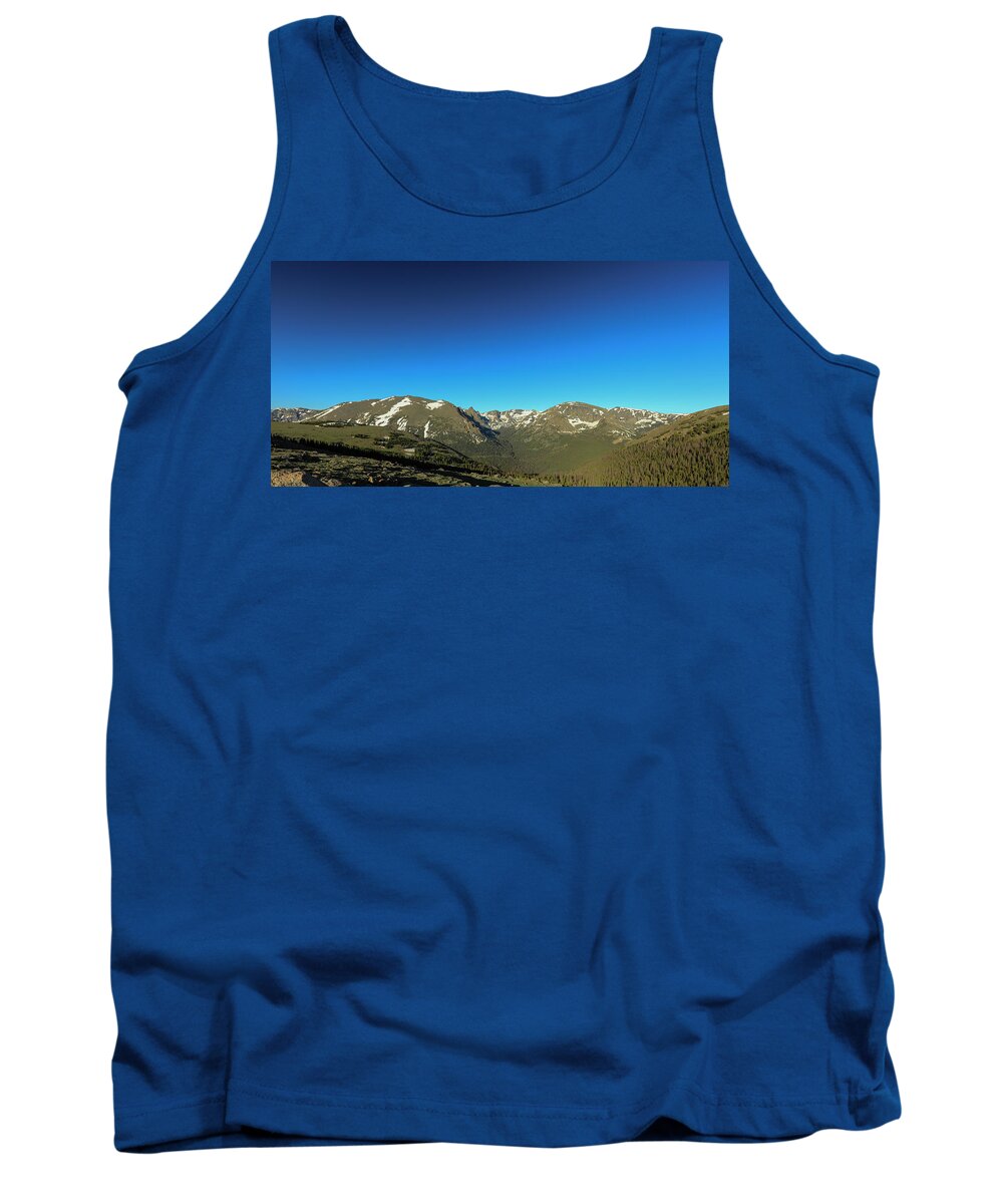 Rocky Tank Top featuring the photograph Blue Skys Over the Rockies by Sean Allen