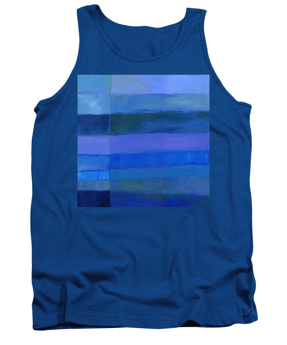 Abstract Art Tank Top featuring the painting Blue Stripes 2 by Jane Davies