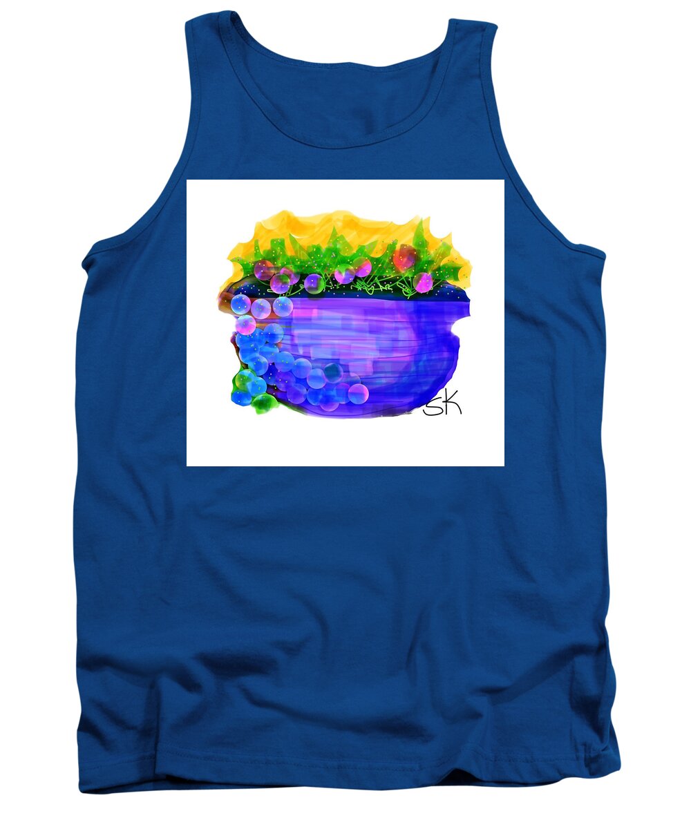 Blueberries Tank Top featuring the digital art Blueberries Over the Top by Sherry Killam
