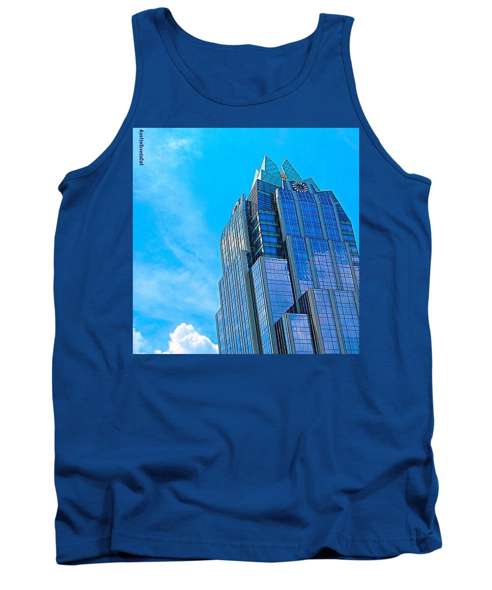 Perspective Tank Top featuring the photograph #bluesky And My Favorite #austin #blue by Austin Tuxedo Cat