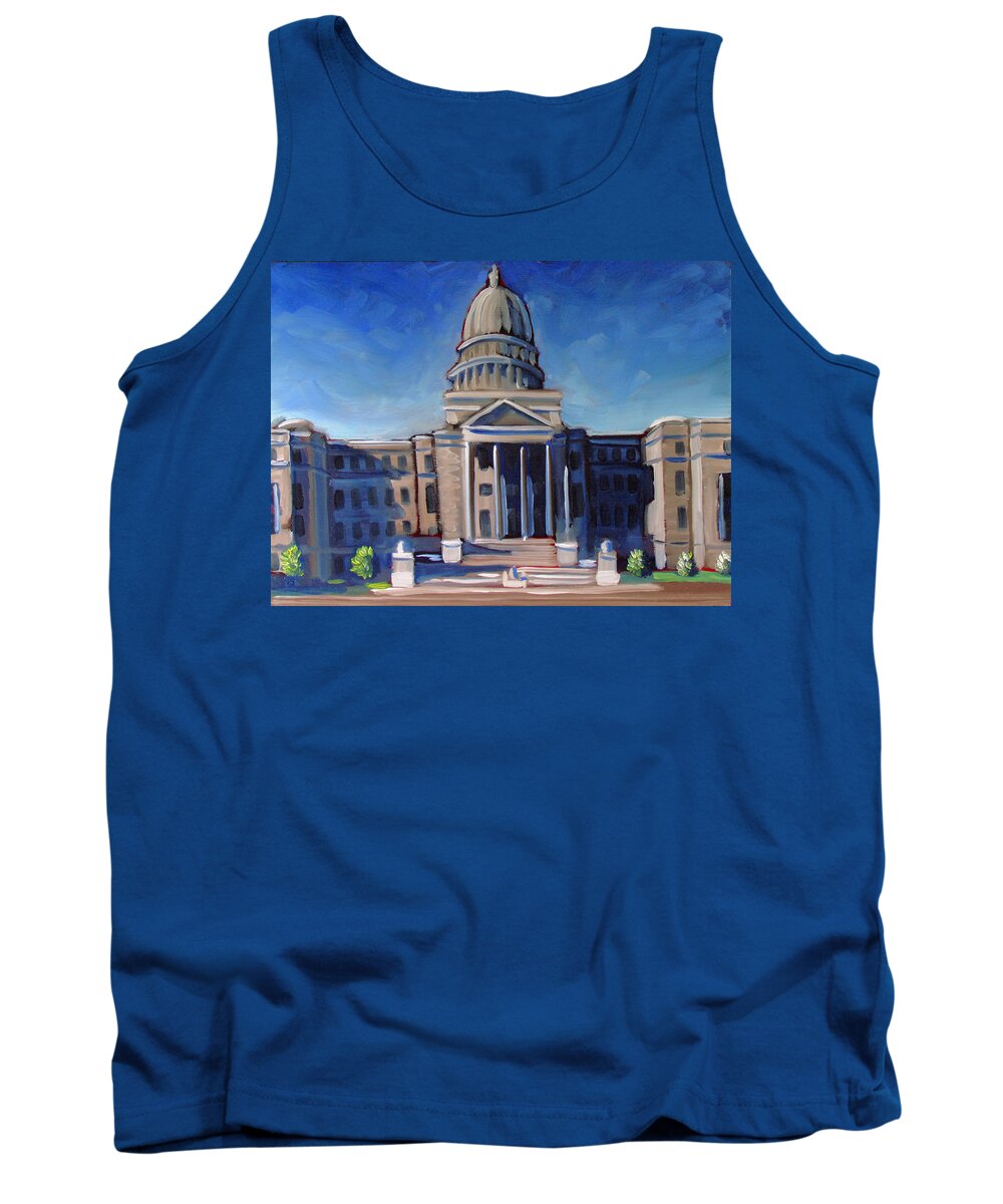 Idaho Tank Top featuring the painting Boise Capitol Building 02 by Kevin Hughes