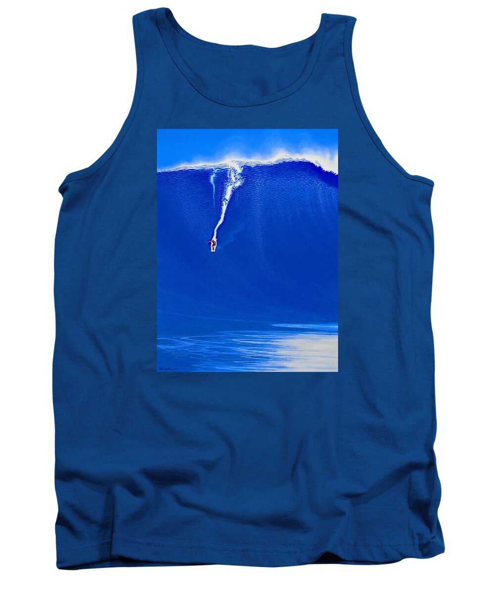 Surfing Tank Top featuring the painting Jaws Way Outside on 1-28-1998 by John Kaelin