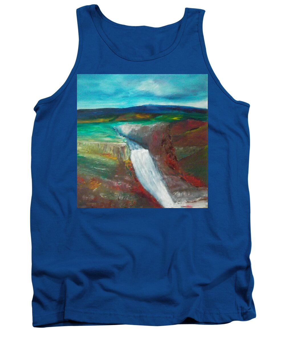 Abstract Tank Top featuring the painting Canyon Falls by Susan Esbensen