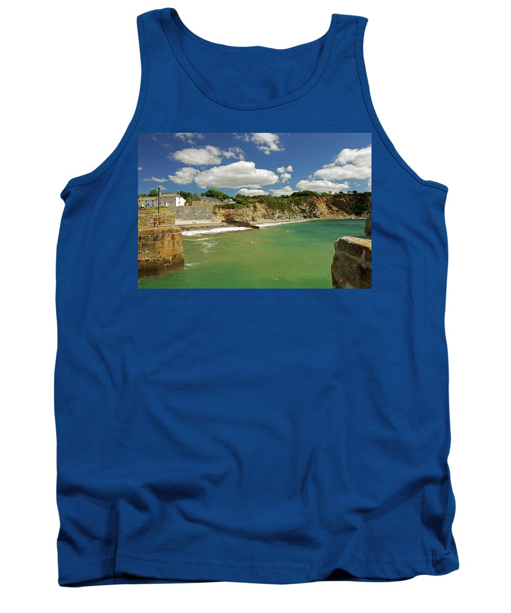 Britain Tank Top featuring the photograph Charlestown Beach and Cliffs by Rod Johnson