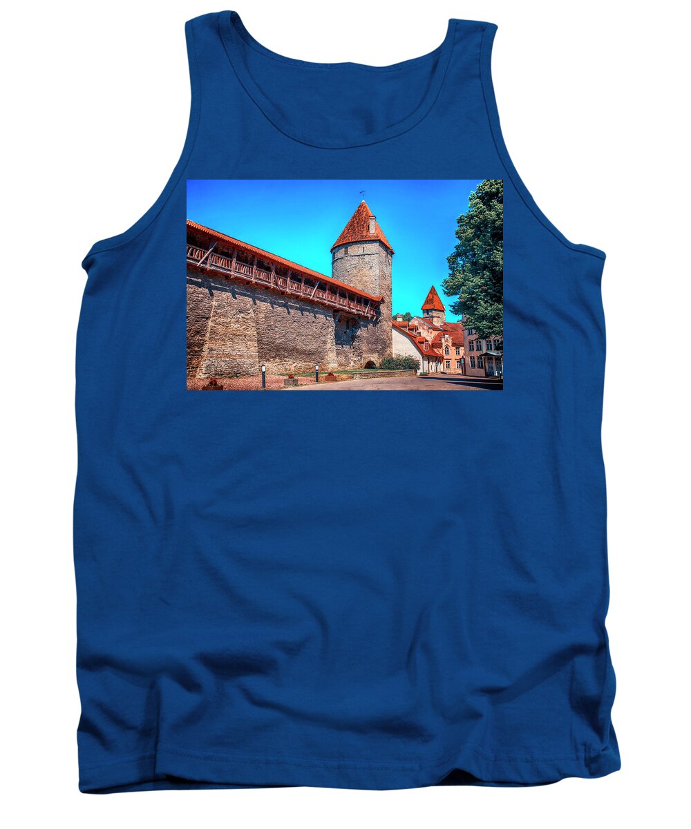 City Wall; Wall; Tallinn; Estonia; Medieval; Tower; Middle Ages; Europe; Baltic States; Baltic Sea; Baltic Tank Top featuring the photograph City Wall by Mick Burkey